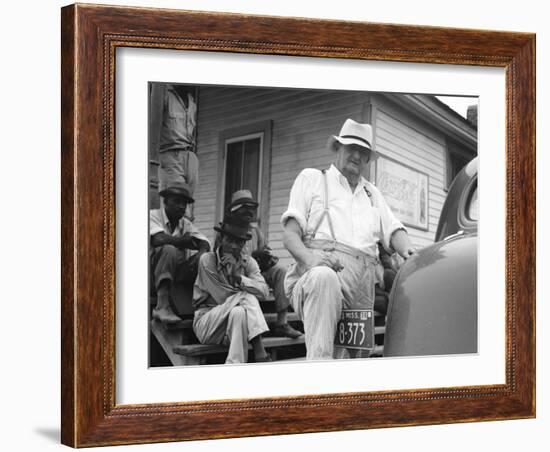 Plantation overseer and his field hands, Mississippi, 1936-Dorothea Lange-Framed Photographic Print