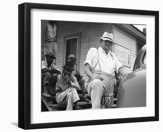 Plantation overseer and his field hands, Mississippi, 1936-Dorothea Lange-Framed Photographic Print