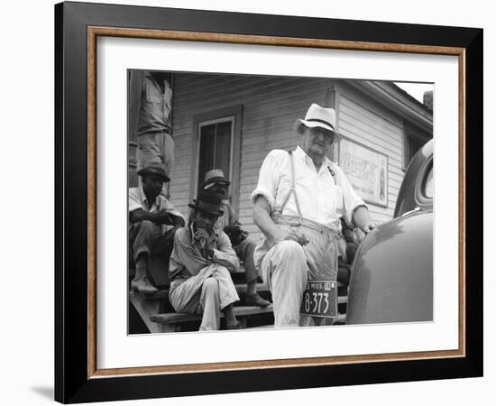 Plantation overseer and his field hands, Mississippi, 1936-Dorothea Lange-Framed Photographic Print