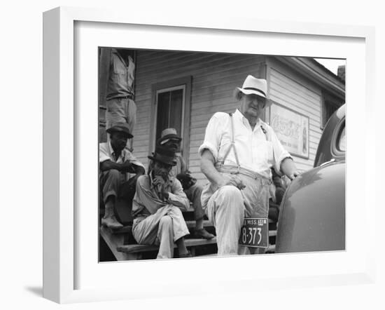 Plantation overseer and his field hands, Mississippi, 1936-Dorothea Lange-Framed Photographic Print