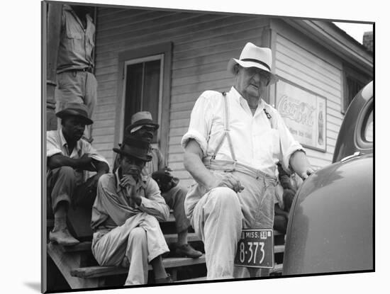 Plantation overseer and his field hands, Mississippi, 1936-Dorothea Lange-Mounted Photographic Print