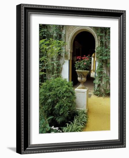 Planter and Arched Entrance to Garden in Casa de Pilatos Palace, Sevilla, Spain-Merrill Images-Framed Photographic Print