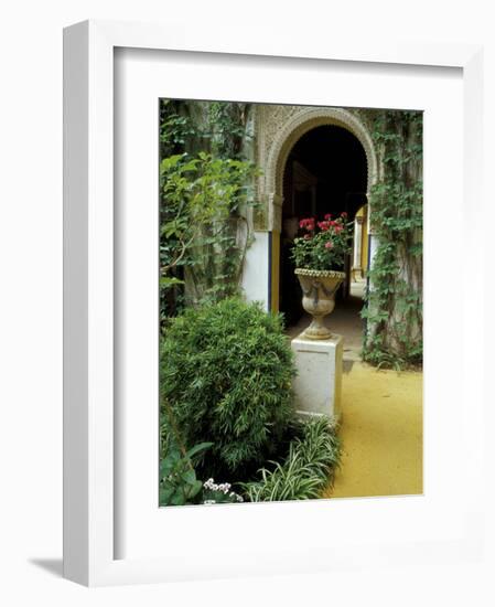 Planter and Arched Entrance to Garden in Casa de Pilatos Palace, Sevilla, Spain-Merrill Images-Framed Photographic Print