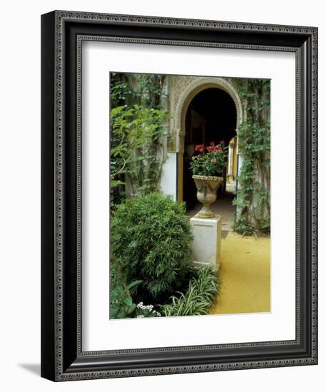Planter and Arched Entrance to Garden in Casa de Pilatos Palace, Sevilla, Spain-Merrill Images-Framed Photographic Print