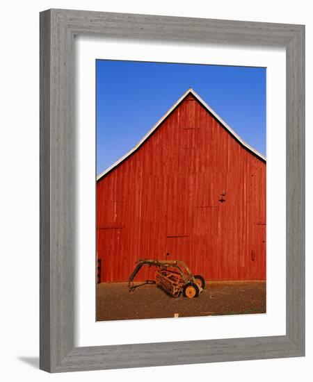 Planter in Front of Red Barn-Stuart Westmorland-Framed Photographic Print