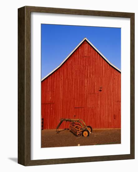 Planter in Front of Red Barn-Stuart Westmorland-Framed Photographic Print