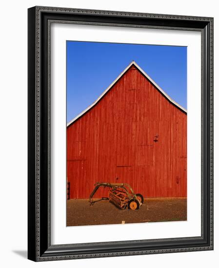 Planter in Front of Red Barn-Stuart Westmorland-Framed Photographic Print