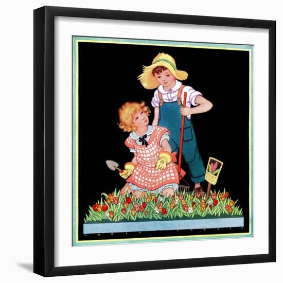 Planting Hyacinth - Child Life-Hazel Frazee-Framed Giclee Print