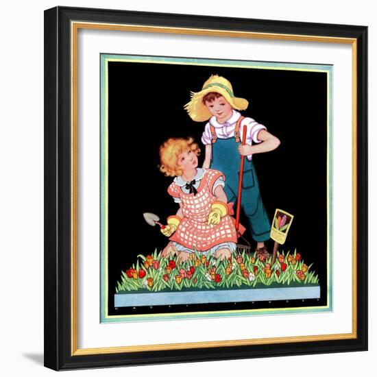 Planting Hyacinth - Child Life-Hazel Frazee-Framed Giclee Print