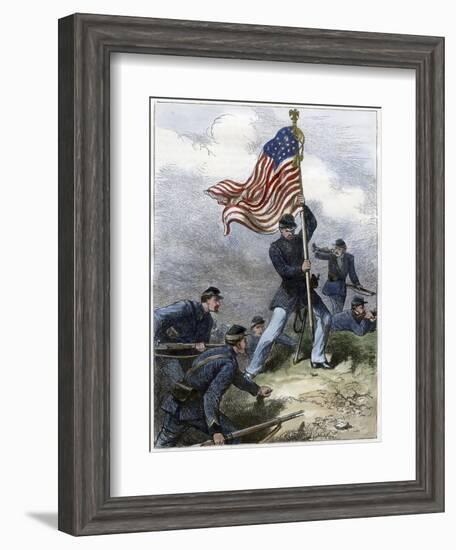 Planting the Union Flag on a Bastion, Siege of Vicksburg, 1863-null-Framed Giclee Print