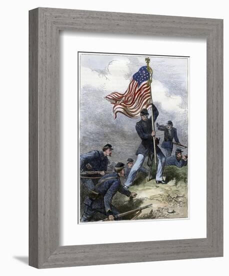 Planting the Union Flag on a Bastion, Siege of Vicksburg, 1863-null-Framed Giclee Print