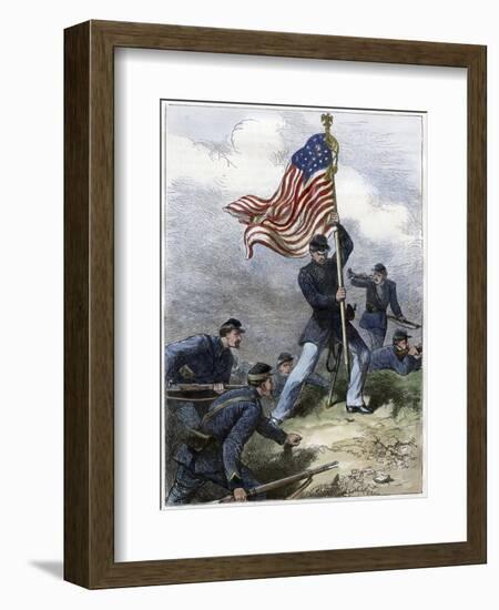 Planting the Union Flag on a Bastion, Siege of Vicksburg, 1863-null-Framed Giclee Print