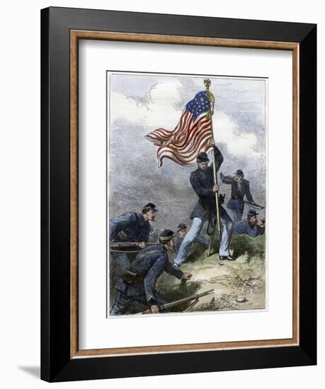 Planting the Union Flag on a Bastion, Siege of Vicksburg, 1863-null-Framed Giclee Print