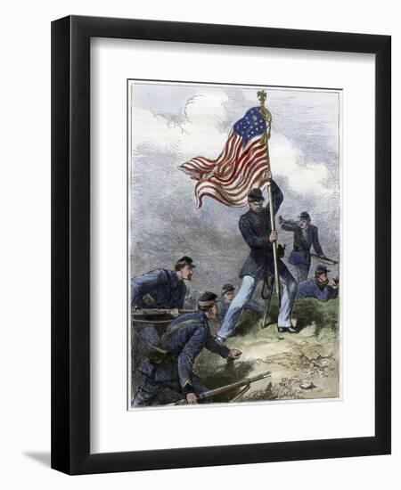 Planting the Union Flag on a Bastion, Siege of Vicksburg, 1863-null-Framed Giclee Print