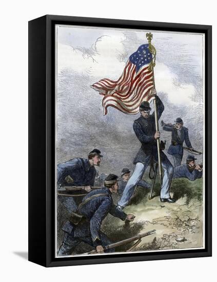 Planting the Union Flag on a Bastion, Siege of Vicksburg, 1863-null-Framed Premier Image Canvas