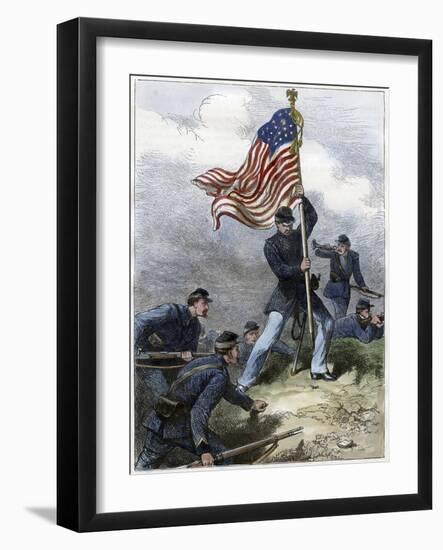 Planting the Union Flag on a Bastion, Siege of Vicksburg, 1863-null-Framed Giclee Print