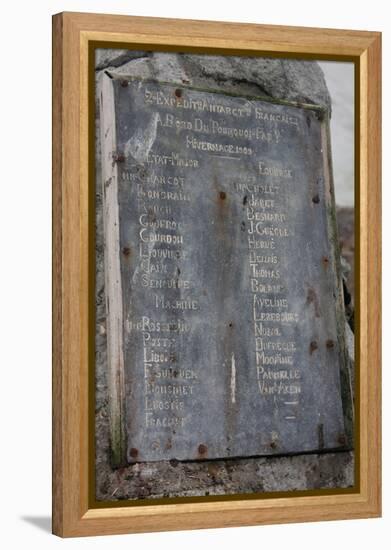 Plaque at the summit of Petermann Island, Antartica-null-Framed Premier Image Canvas