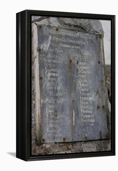 Plaque at the summit of Petermann Island, Antartica-null-Framed Premier Image Canvas