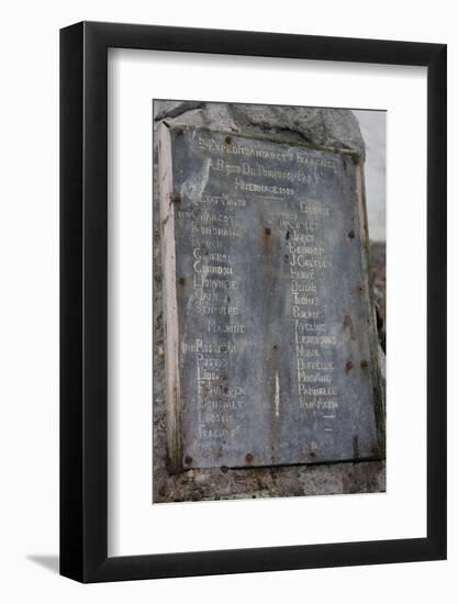 Plaque at the summit of Petermann Island, Antartica-null-Framed Photographic Print