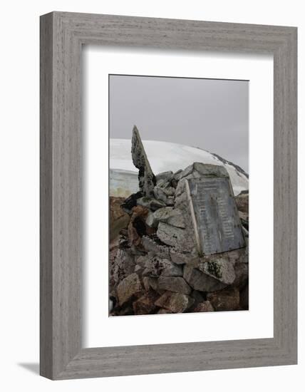 Plaque at the summit of Petermann Island, Antartica-null-Framed Photographic Print