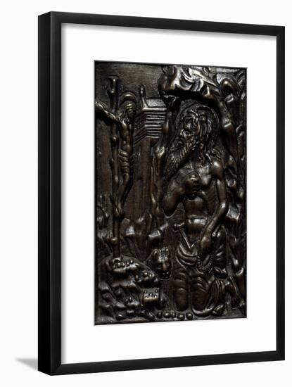 Plaque Depicting St Jerome, Brown Patinated Bronze, Italy-null-Framed Giclee Print