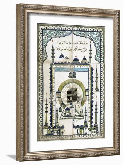 Plaque représentant la mosquée de la Mekke.-null-Framed Giclee Print