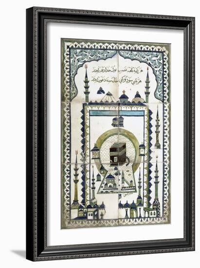 Plaque représentant la mosquée de la Mekke.-null-Framed Giclee Print