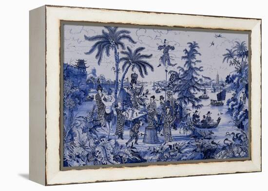 Plaque with a Chinoiserie landscape and gilt details, c.1680-Dutch School-Framed Premier Image Canvas