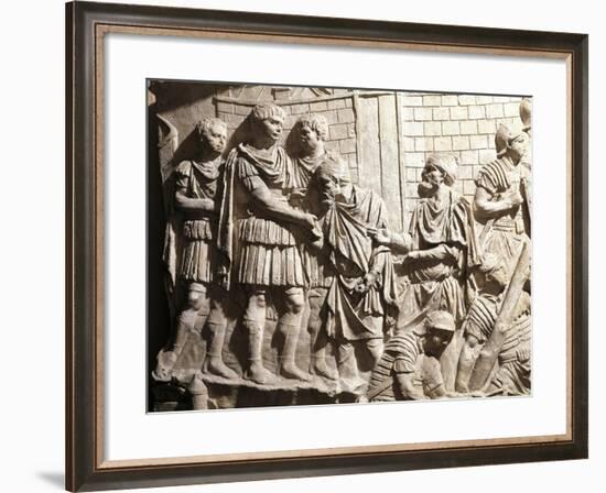 Plaster-Cast from Trajan's Column, Detail, Trajan Receiving Two Barbarian Leaders-null-Framed Giclee Print