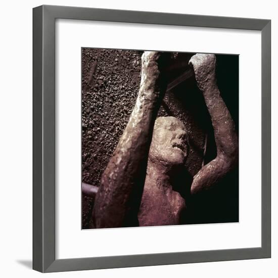 Plaster Cast of a victim of the eruption of Vesuvius at Pompeii, Italy. Artist: Unknown-Unknown-Framed Giclee Print