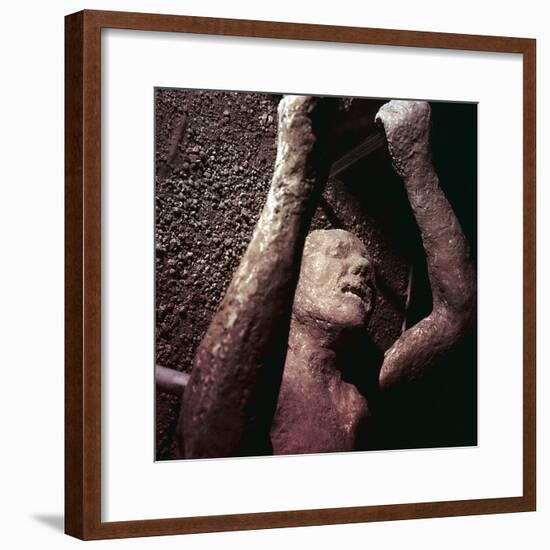 Plaster Cast of a victim of the eruption of Vesuvius at Pompeii, Italy. Artist: Unknown-Unknown-Framed Giclee Print