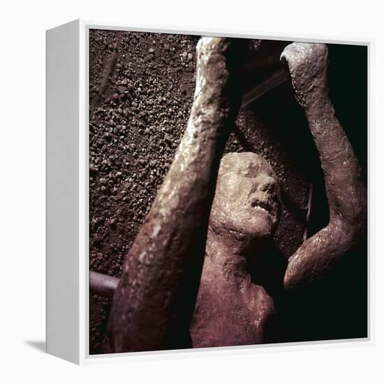 Plaster Cast of a victim of the eruption of Vesuvius at Pompeii, Italy. Artist: Unknown-Unknown-Framed Premier Image Canvas