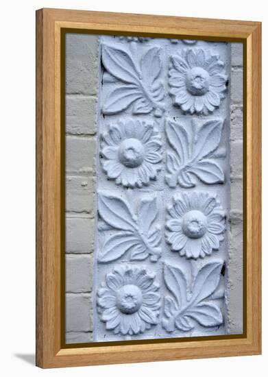 Plaster Detail of Flowers and Plants, on the Brick Wall of a House-Natalie Tepper-Framed Stretched Canvas