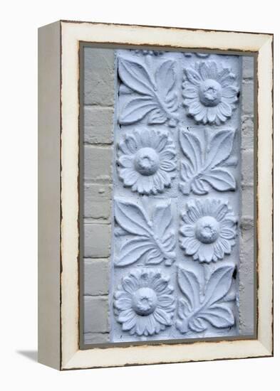 Plaster Detail of Flowers and Plants, on the Brick Wall of a House-Natalie Tepper-Framed Stretched Canvas