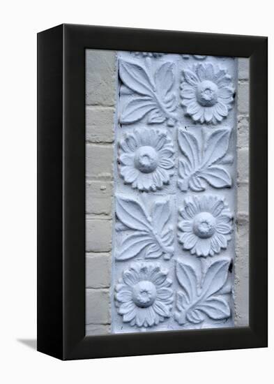 Plaster Detail of Flowers and Plants, on the Brick Wall of a House-Natalie Tepper-Framed Stretched Canvas