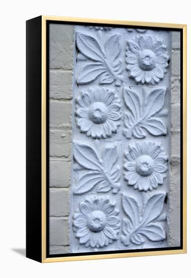 Plaster Detail of Flowers and Plants, on the Brick Wall of a House-Natalie Tepper-Framed Stretched Canvas