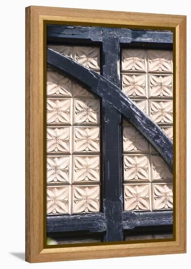 Plaster Patterned Tiles in a Wood Timber Frame, on a Residential Building-Natalie Tepper-Framed Stretched Canvas