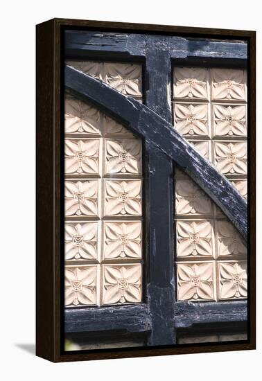 Plaster Patterned Tiles in a Wood Timber Frame, on a Residential Building-Natalie Tepper-Framed Stretched Canvas