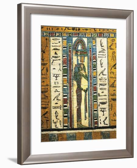 Plastered and Painted Wood Panel Depicting Goddess Isis, from Sarcophagus of Usai, Thebes-null-Framed Giclee Print