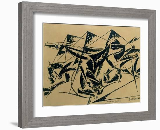 Plastic Dynamism: Horse and Houses, 1914-Umberto Boccioni-Framed Giclee Print