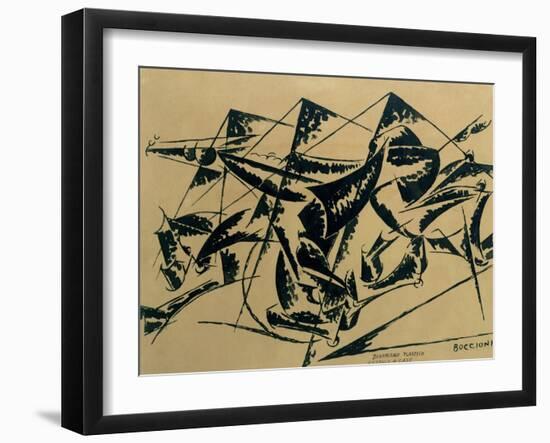 Plastic Dynamism: Horse and Houses, 1914-Umberto Boccioni-Framed Giclee Print