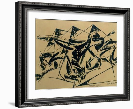 Plastic Dynamism: Horse and Houses, 1914-Umberto Boccioni-Framed Giclee Print