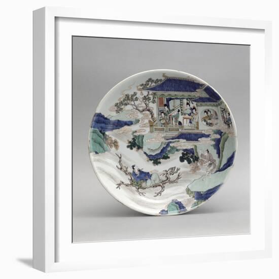 Plat à décor de personnages et paysage-null-Framed Giclee Print