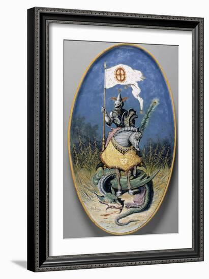 Plat : Chevalier au dragon-null-Framed Giclee Print