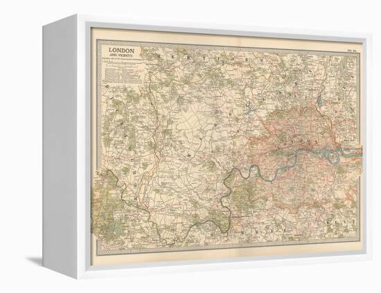 Plate 10. Map of London and Vicinity. England-Encyclopaedia Britannica-Framed Stretched Canvas