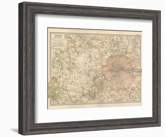 Plate 10. Map of London and Vicinity. England-Encyclopaedia Britannica-Framed Art Print