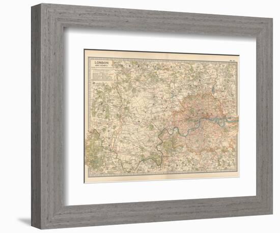 Plate 10. Map of London and Vicinity. England-Encyclopaedia Britannica-Framed Art Print