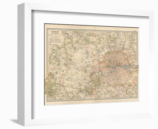 Plate 10. Map of London and Vicinity. England-Encyclopaedia Britannica-Framed Art Print