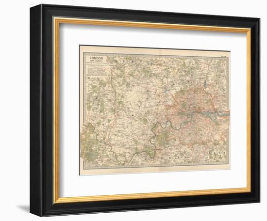 Plate 10. Map of London and Vicinity. England-Encyclopaedia Britannica-Framed Art Print