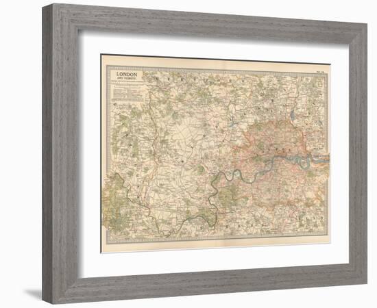 Plate 10. Map of London and Vicinity. England-Encyclopaedia Britannica-Framed Art Print